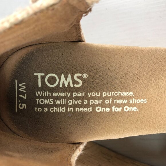 TOMS Womens 7.5 Sienna Tan Woven Diamond Pattern Cork High Heel Wedge Sandals - Picture 12 of 13